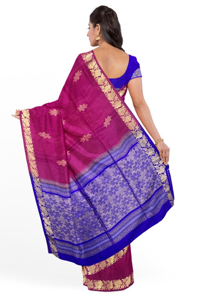 Pure Silk Saree with Leaf and flower Brocade